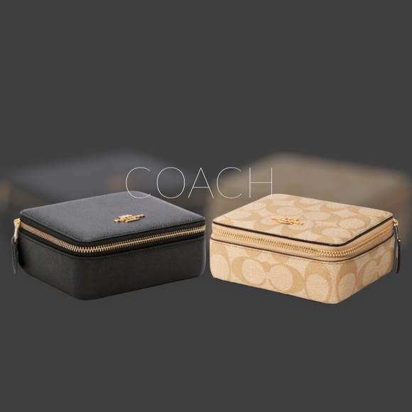 🛑BOGO FREE🆕COACH Gold/Creamy Chalk Jewelry Box/Case - Picture 3 of 7